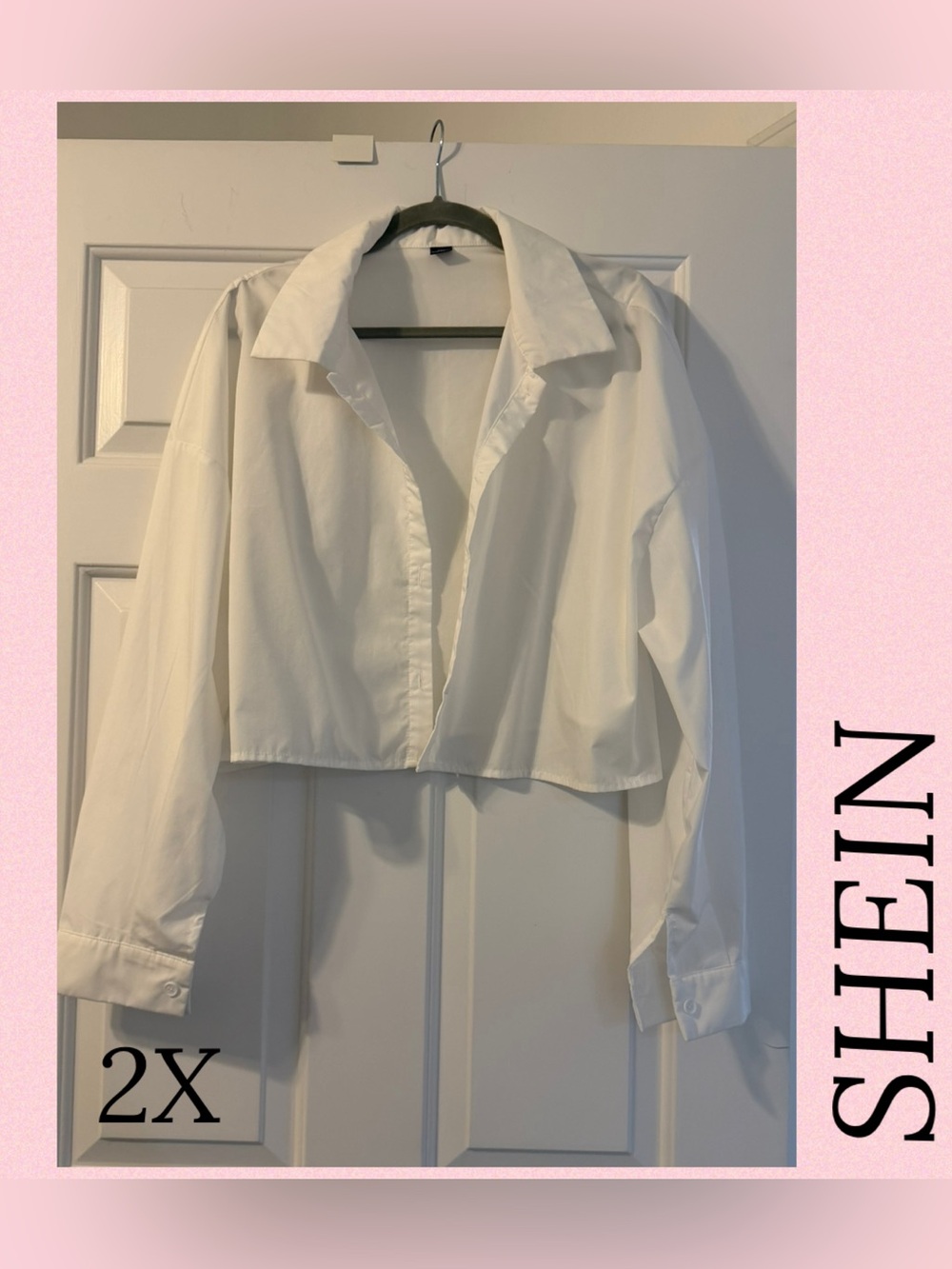 SHEIN White Cropped Button-Down Shirt